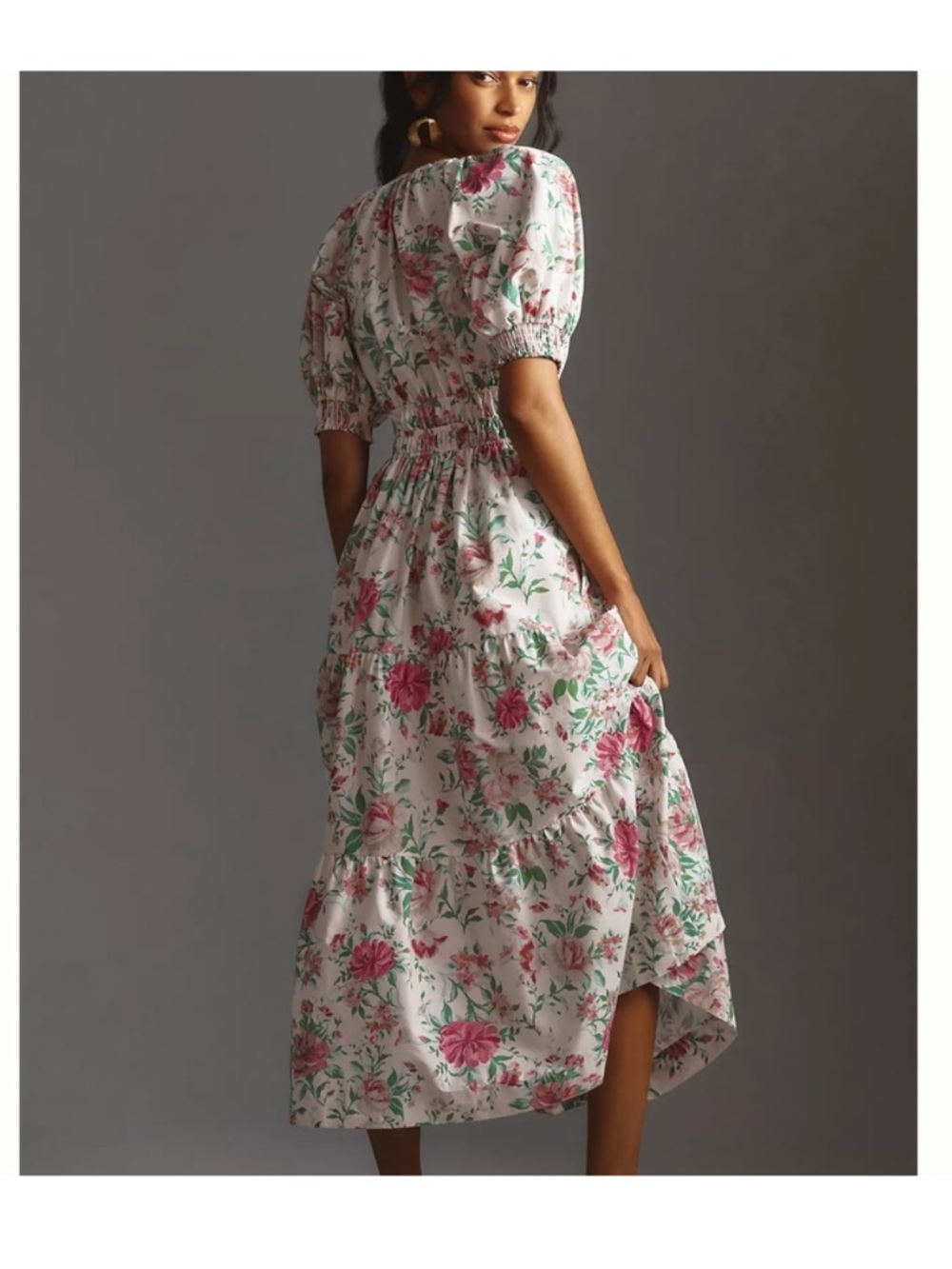 Anthropologie Floral Somerset Maxi Dress in Ivory and Pink 2X - Picture 3 of 11